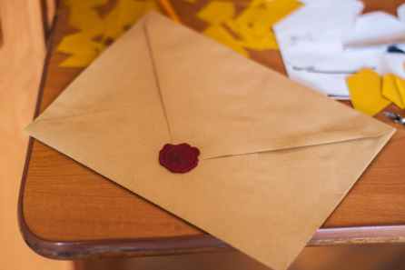 brown paper envelope on table